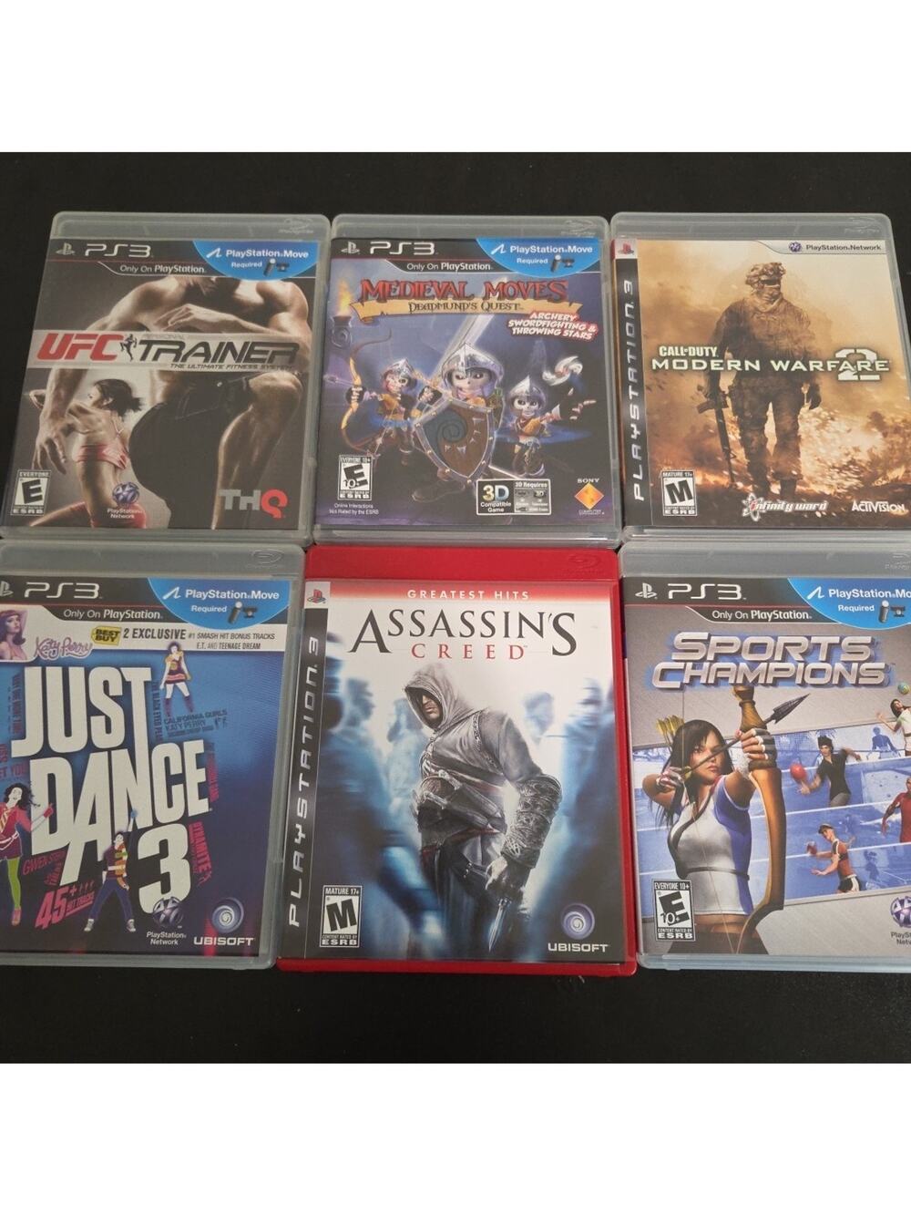 Lot of 6 PS3 Games Assasins Creed, Call of Duty, Playstation Move games